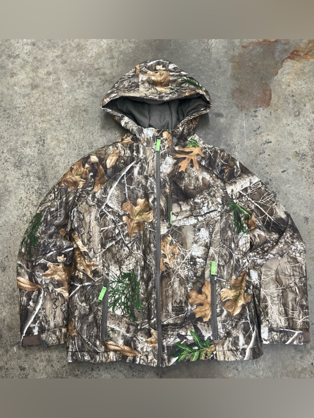 Realtree Edge Puffer Zip Up Jacket Men’s Small Brown Camo Hunting Warm Comfy 00s